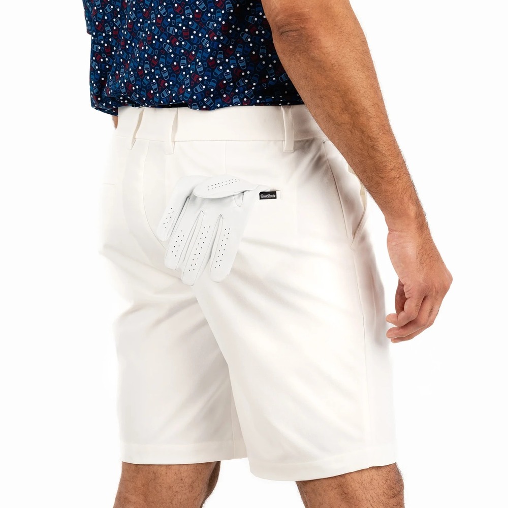 Good Good Golf Pure Sport Shorts Size 36 White 8" Stretch Performance Flat Front